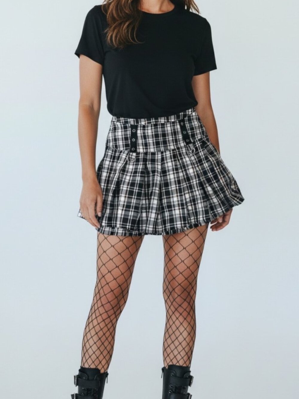 Plaid Pleated Mini Skirt Hot Topic Black Punk Y2K Schoolgirl‎ Punk Grunge Y2K - Picture 2 of 10